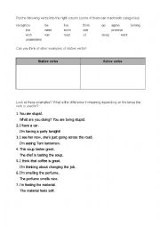 English Worksheet: Stative vs Active Verbs