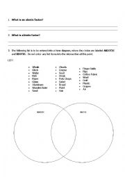 English Worksheet: Biotic and abiotic factors