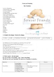 English Worksheet: Speaking about friends and friendship