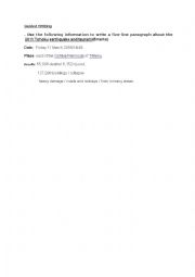 English Worksheet: guided writing 3rd form about natural disaster