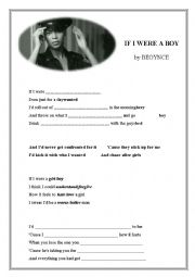 English Worksheet: if i were a boy