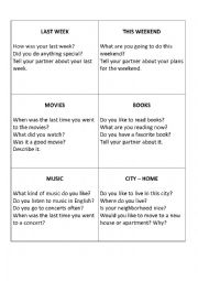 English Worksheet: Conversation Cards