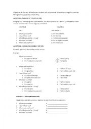English Worksheet: Personal presentation 