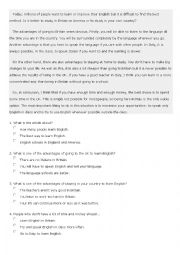 English Worksheet: Reading : leraning English