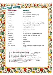 English Worksheet: Phrasal verbs in context 