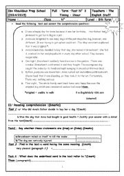 English Worksheet: Full term test 3 for 8th form pupils