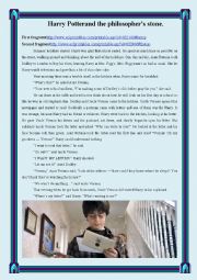 English Worksheet: Harry Potter and the philosopher´s stone. Adapted text (the third fragment).