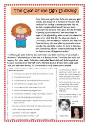 English Worksheet: The case of the ugly duckling