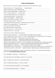 English Worksheet: indarect speech exercises