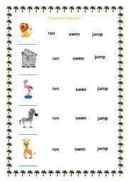 English Worksheet: What can they do? animals and their abilities