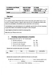 English Worksheet: english exam - 6th form 