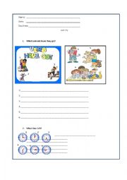 English Worksheet: Have got, animals, time, prepositions of time and verb to can