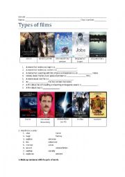 English Worksheet: Types of films