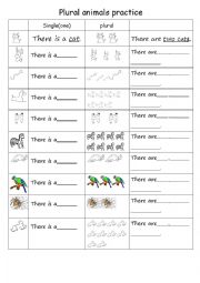 English Worksheet: animal plural practise