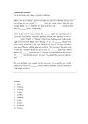 English Worksheet: Gerunds and infinitives