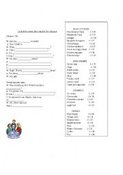 English Worksheet: Ordering a meal