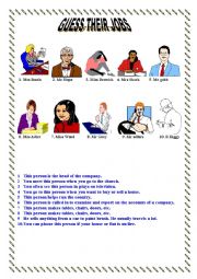 English Worksheet: Guess their Jobs