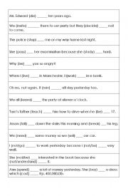 English Worksheet: Completing sentence with past tense