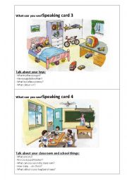 English Worksheet: Speaking cards - Toys and classroom things