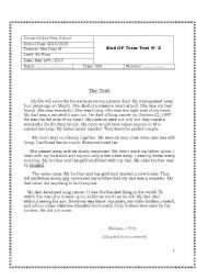 English Worksheet: end of term test n3