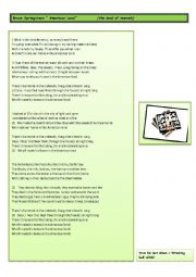 English Worksheet: American Land Bruce Sprinsteen ( the song / lyrics)