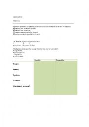 English Worksheet: Biology: Respiration