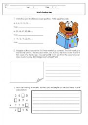 English Worksheet: Math Evaluation