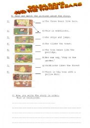 English Worksheet: goldilocks and the three bears- part 2