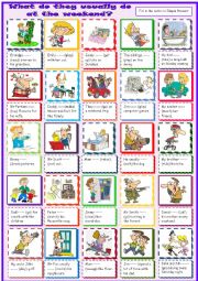 English Worksheet: What do they usually do at the weekend?
