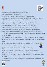 English Worksheet: 20 situations to stimulate short convesations