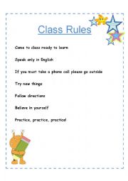 English Worksheet: ESL class rules for adults