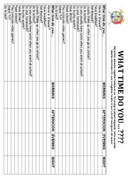 English Worksheet: Daily routines interview