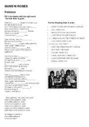 English Worksheet: Patience Gunsn Roses