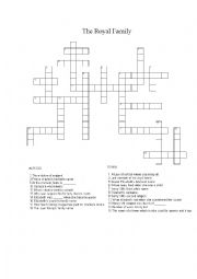 English Worksheet: Royal Family Crossword