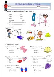 English Worksheet: clothes - possessive case
