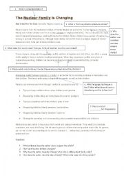 English Worksheet: The Nuclear Family is Changing