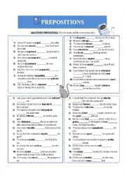 English Worksheet: ADJECTIVES + PREPOSITIONS ( +KEY INCLUDED)