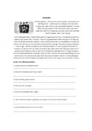 English Worksheet: The Beatles- Past Simple form