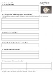 English Worksheet: questions about coffee 