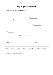 English Worksheet: My super sandwich