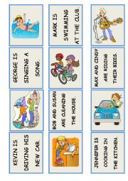 English Worksheet: MEMORY GAME - PART 1 (PRESENT CONTINUOUS)