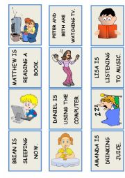 English Worksheet: MEMORY GAME - PART 2 (PRESENT CONTINUOUS)
