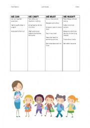 English Worksheet: Rules in the class