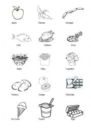 English Worksheet: Food dictionary - listen and draw