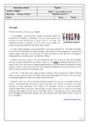 English Worksheet: Full term test 3 for 3rd year scientific branches Tunisian students