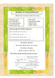 English Worksheet:  Simple present Mr monday song
