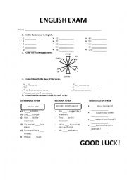 English Worksheet: Practice about the numbers, verb to be and colors