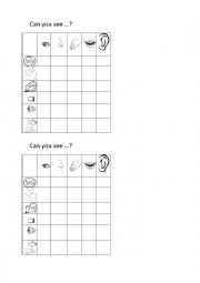English Worksheet: Can you see/hear/smell/touch/taste? 