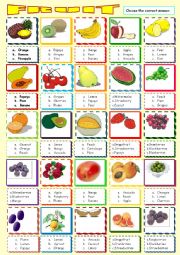 English Worksheet: FRUIT MULTIPLE CHOICE