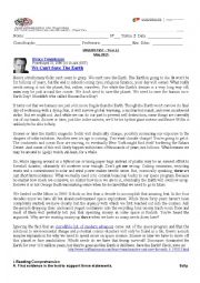 English Worksheet: WE CAN�T SAVE THE EARTH